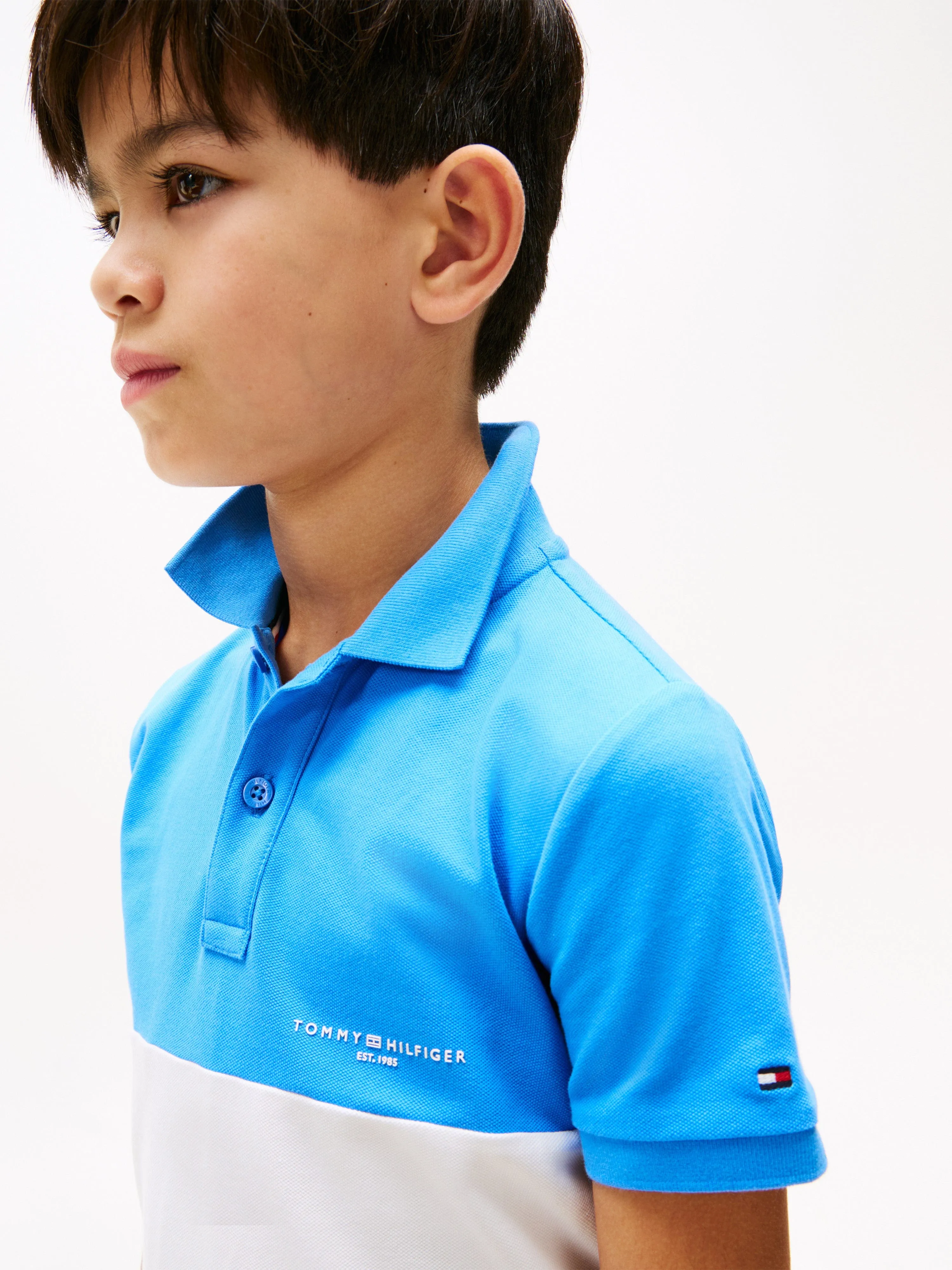 Tommy Hilfiger Boys Colourblock Polo Shirt in Blue