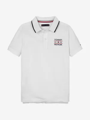 Tommy Hilfiger Boys Flag Polo Shirt in White