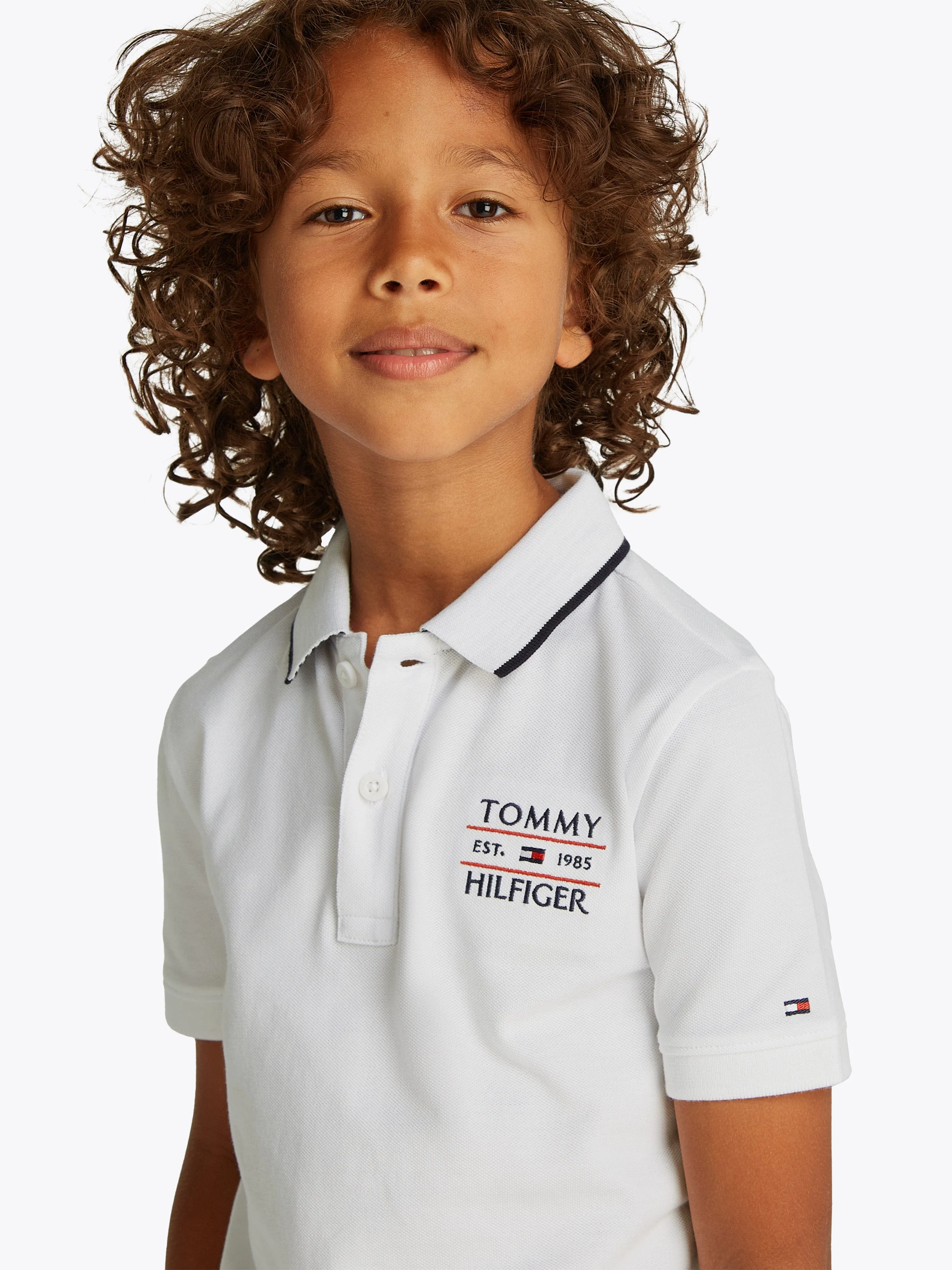 Tommy Hilfiger Boys Flag Polo Shirt in White