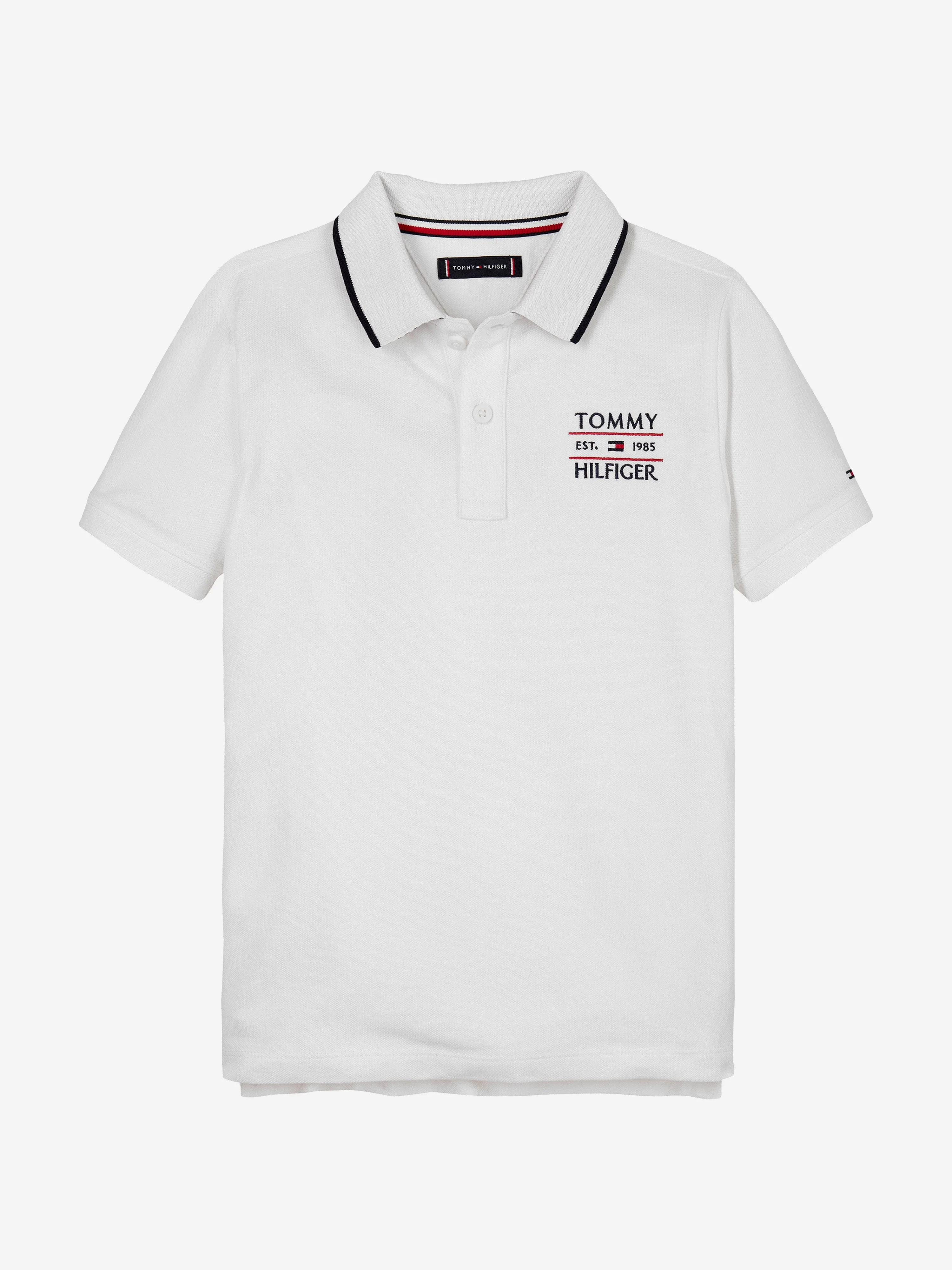 Tommy Hilfiger Boys Flag Polo Shirt in White