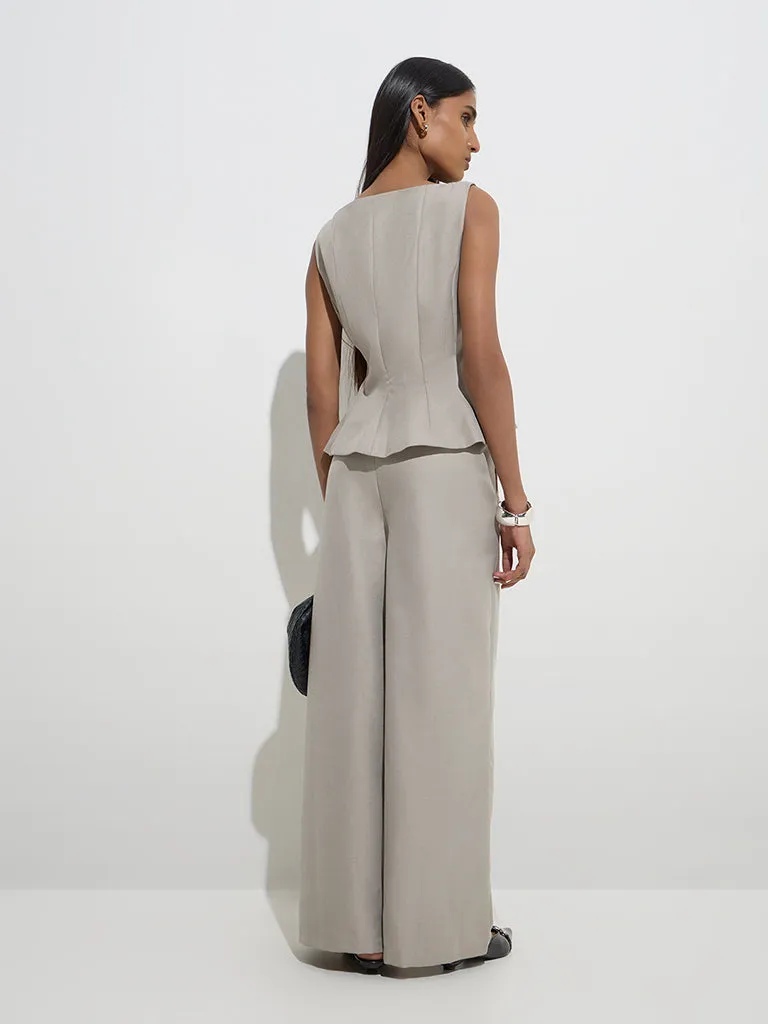 Wardrobe Grey Solid Peplum Top