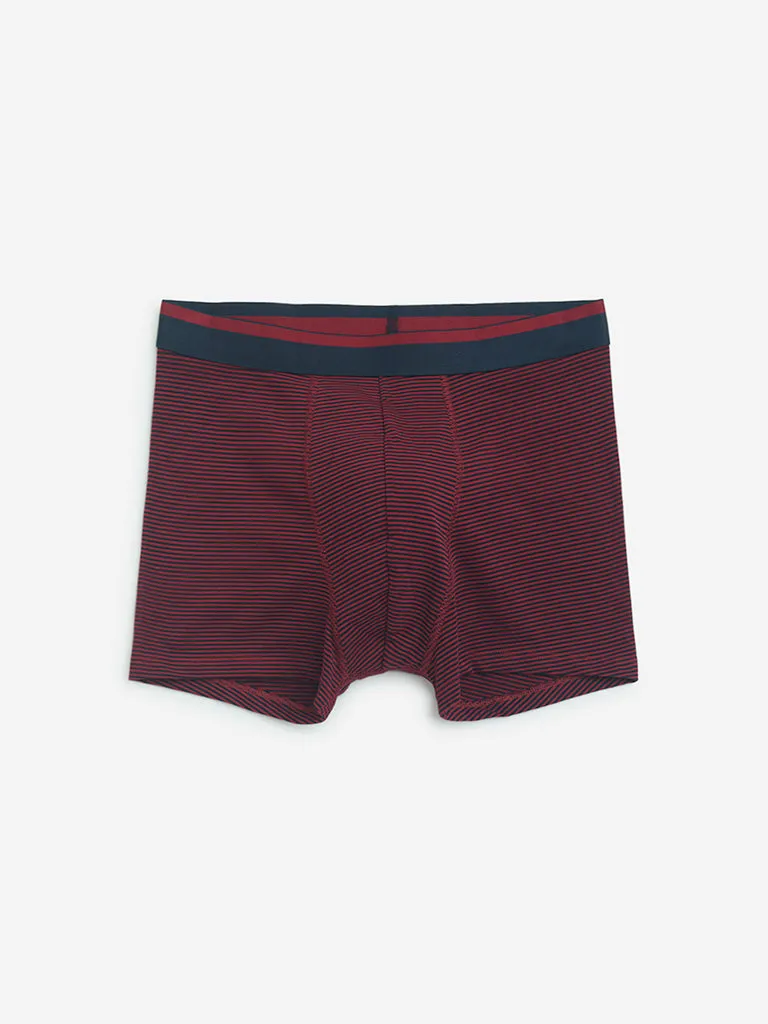 WES Lounge Red Striped Cotton Trunks- Pack of 3