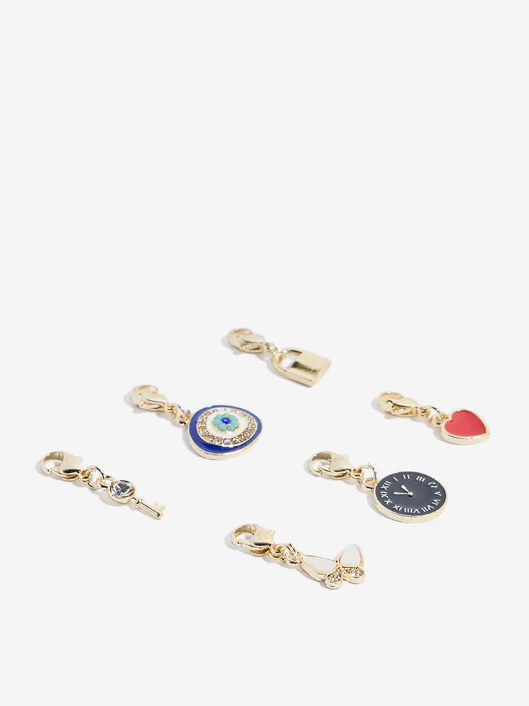 Westside Accessories Multicolour Lock and Key Charms Set - Pack of 6