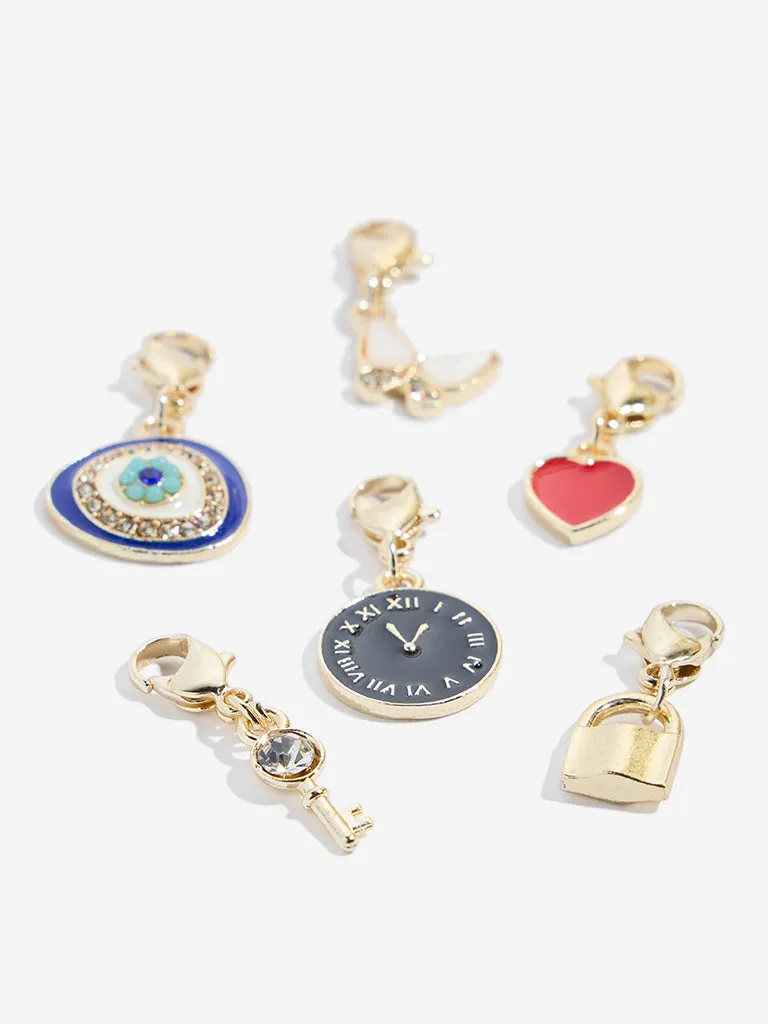 Westside Accessories Multicolour Lock and Key Charms Set - Pack of 6