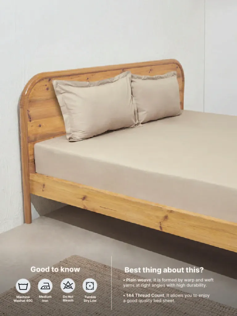 Westside Home Taupe Solid Queen Bed Flat Sheet and Pillowcase Set