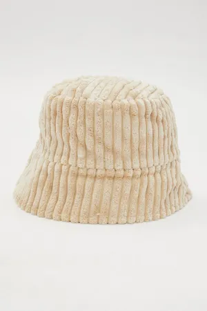 White Chunky Cord Bucket Hat