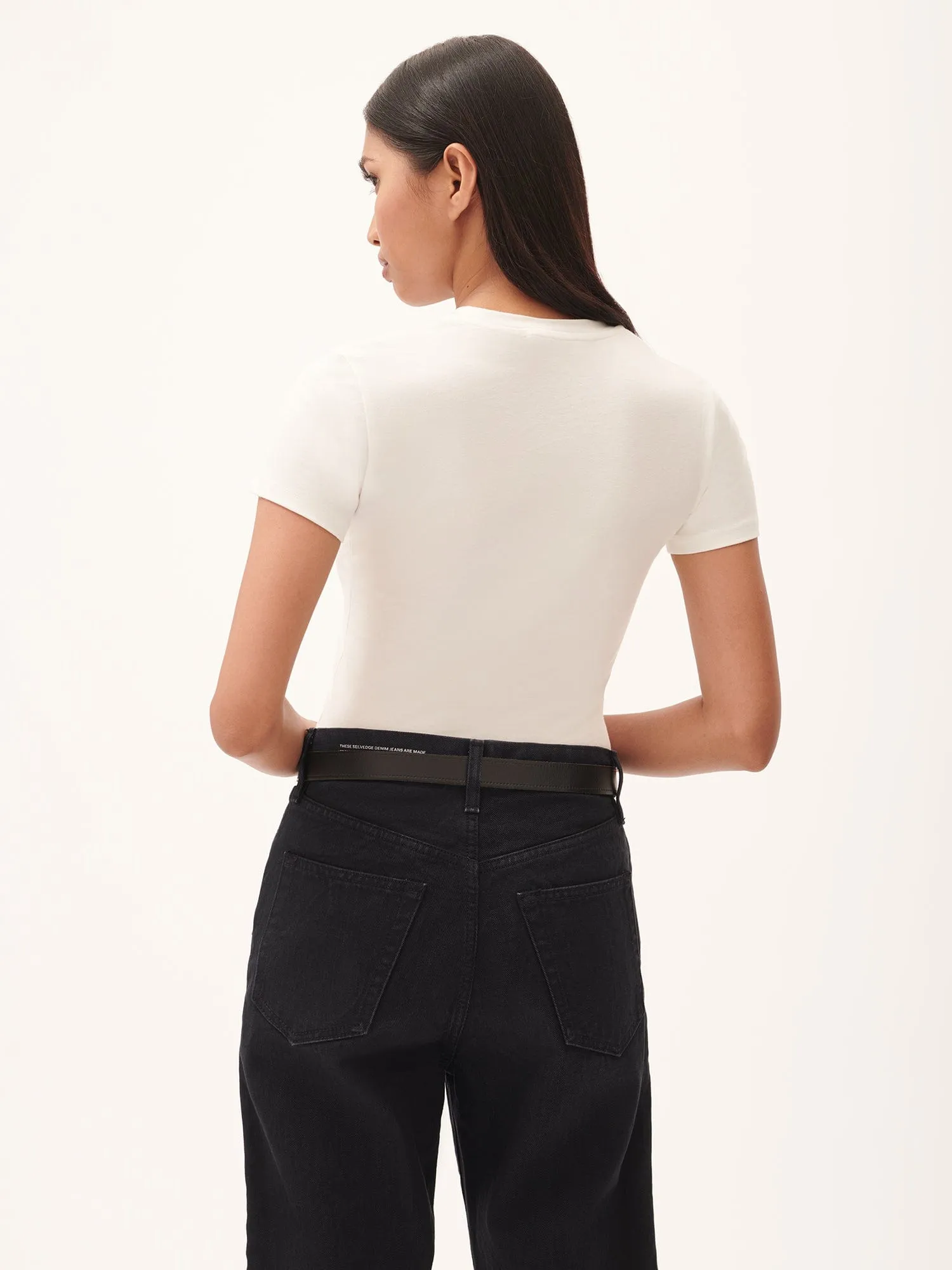 Womens 365 Cotton-Stretch T-shirt—Off-White