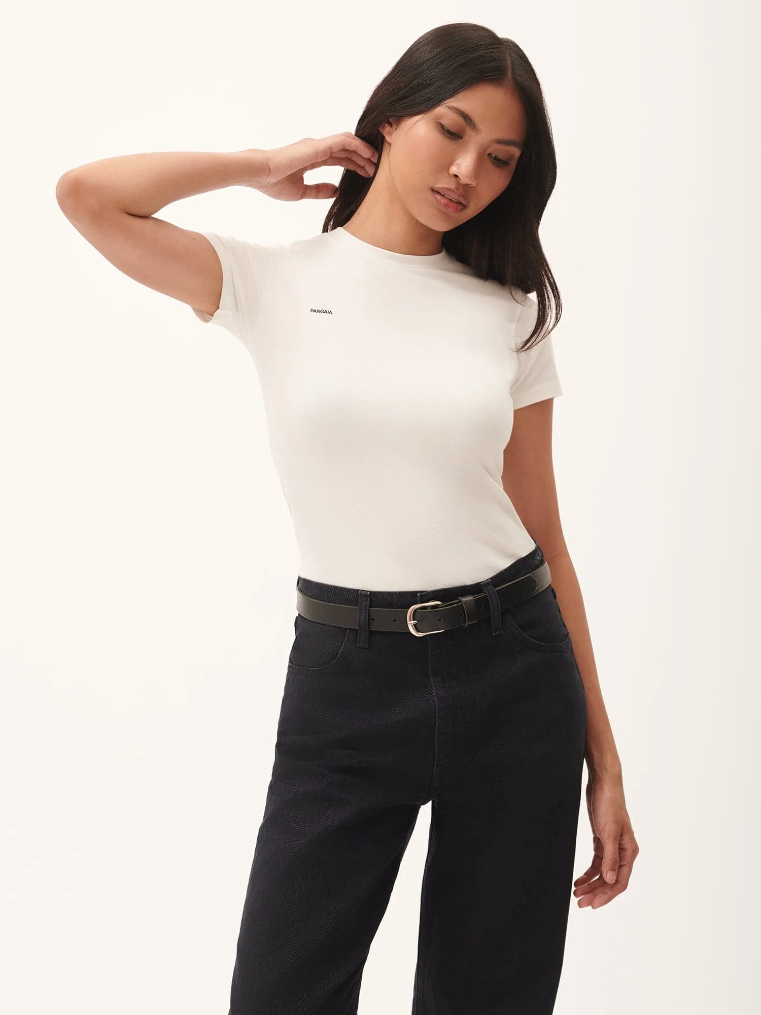 Womens 365 Cotton-Stretch T-shirt—Off-White