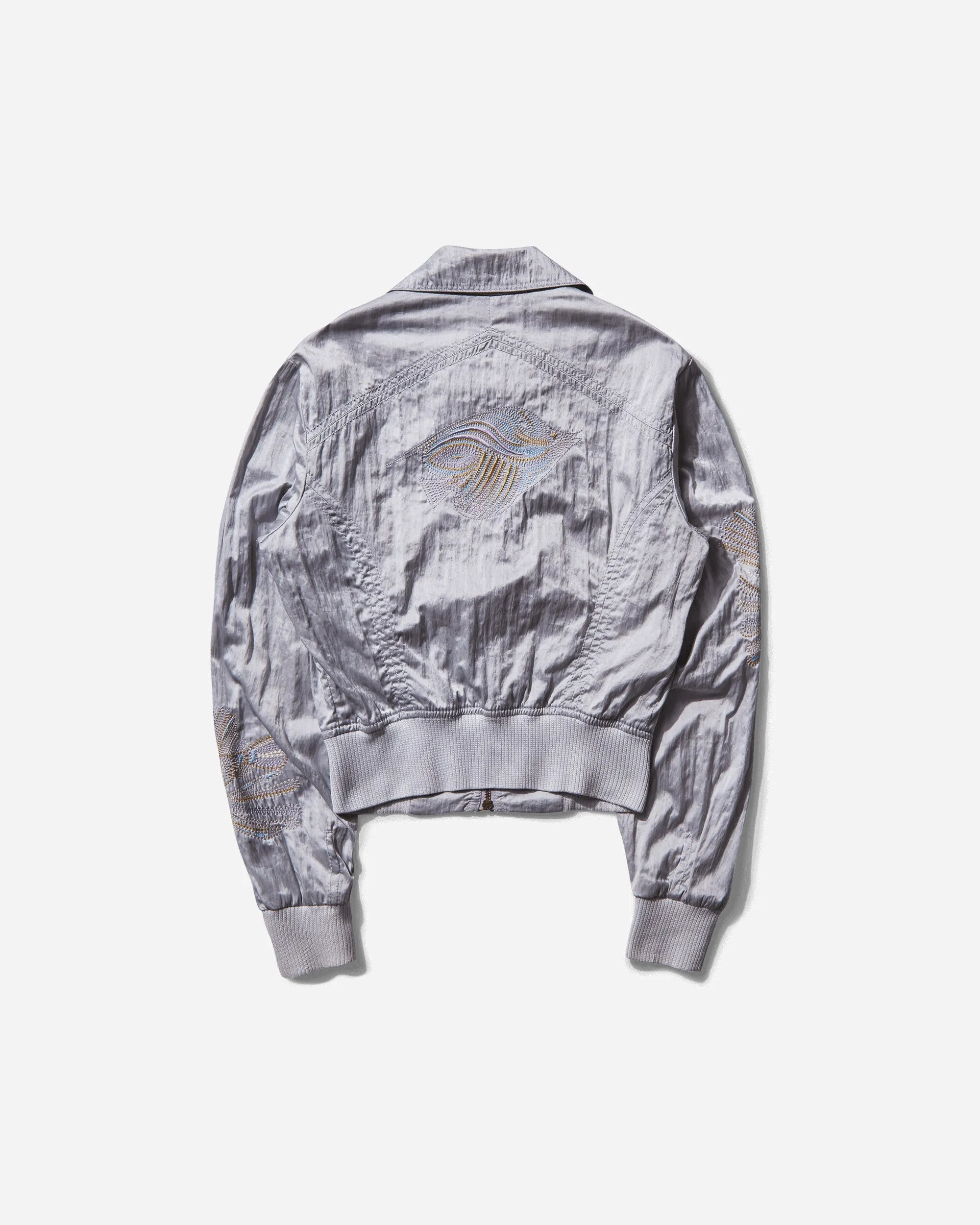 Women's Fish Embroidery Satin Jacket Lilac