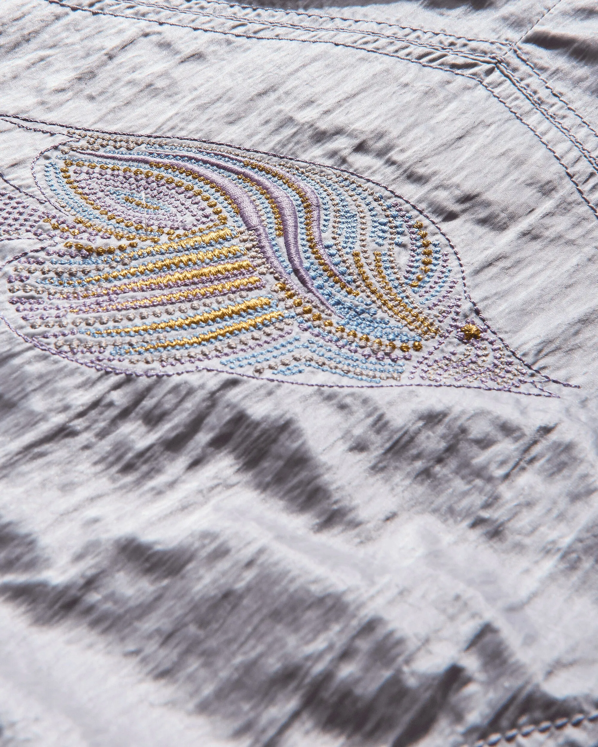 Women's Fish Embroidery Satin Jacket Lilac