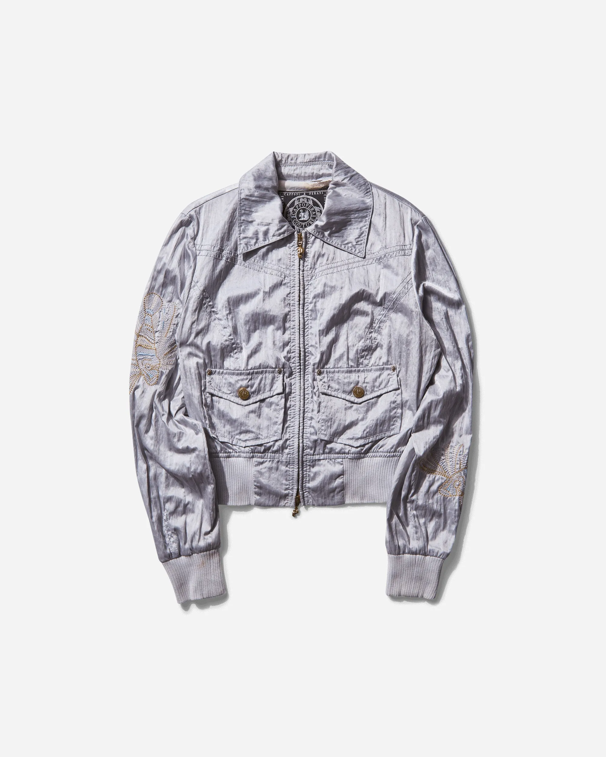 Women's Fish Embroidery Satin Jacket Lilac