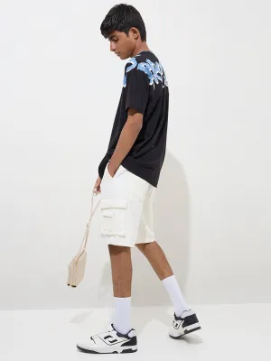 Y&F Kids Black Text Design Cotton T-Shirt