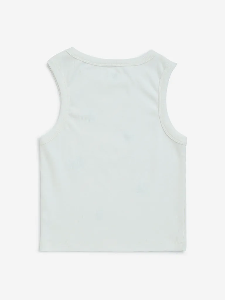 Y&F Kids White Floral Embroidered Cotton-Blend Top